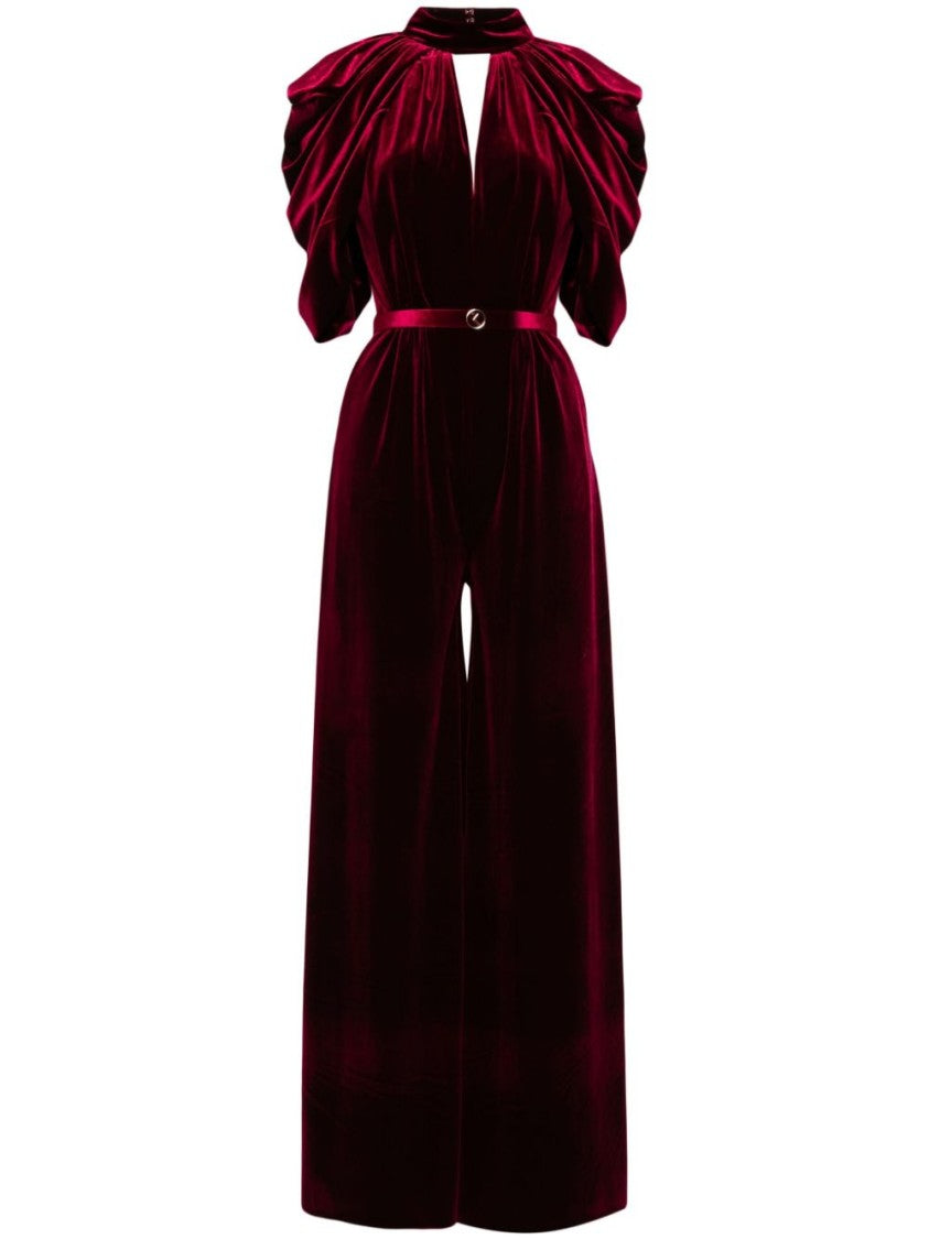 Saiid Kobeisy Jet Black Velvet Jumpsuit