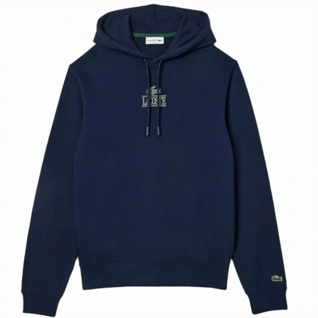 Lacoste Minimalist Blue Pullover Hoodie With Iconic Embroidery