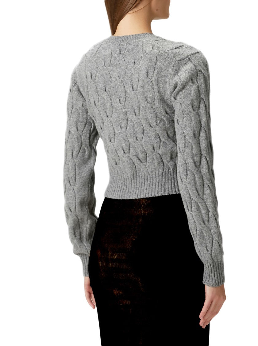 Erdem Cropped Cable Knit Cardigan