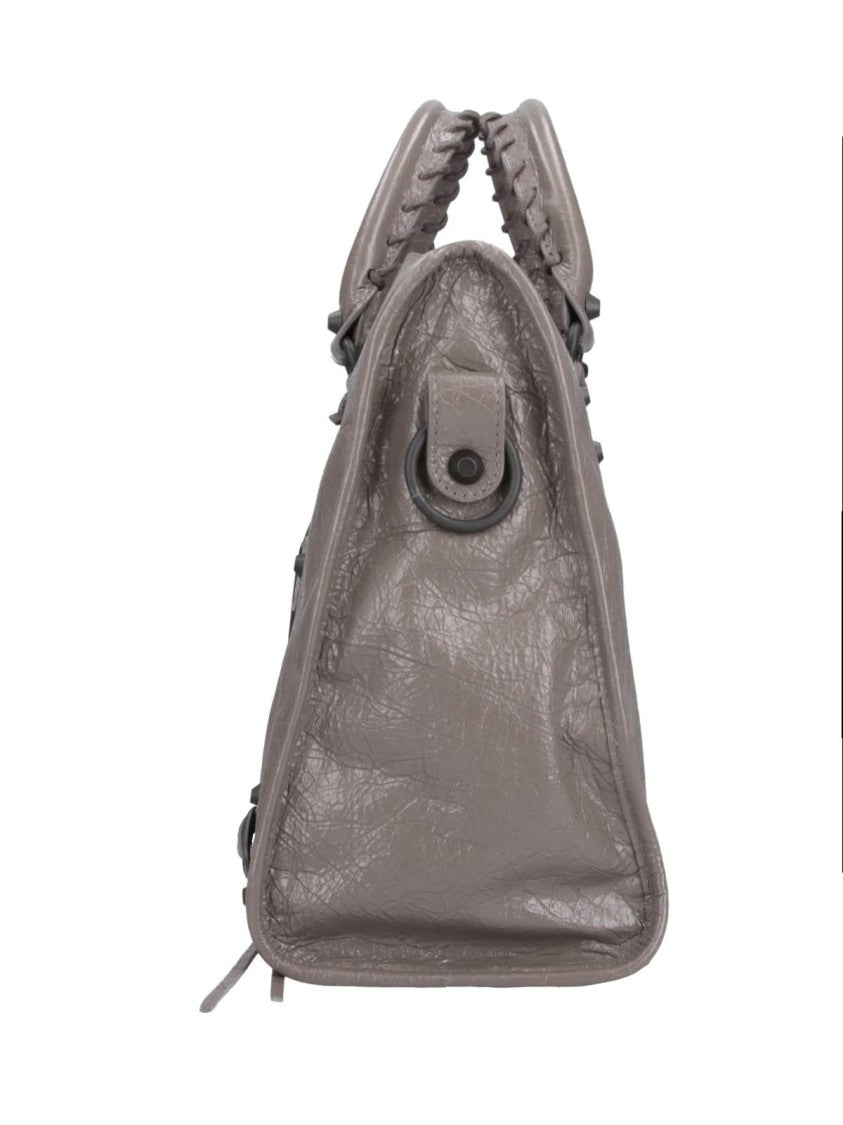 Balenciaga Rectangular Handbag In Textured Grey Leather