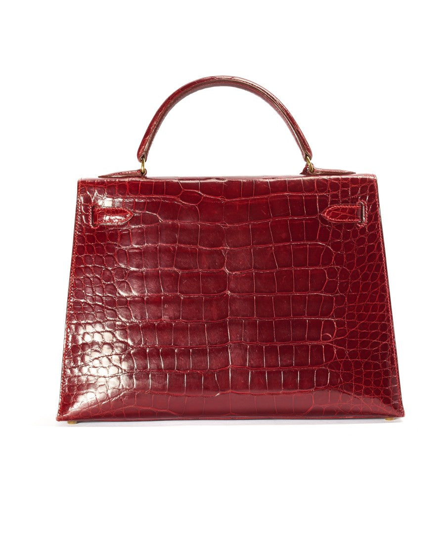 Hermès Kelly Bag 32 Red Alligator Saddle Bag