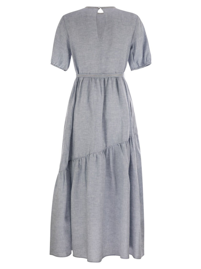 Peserico Long Dress In Pure Linen