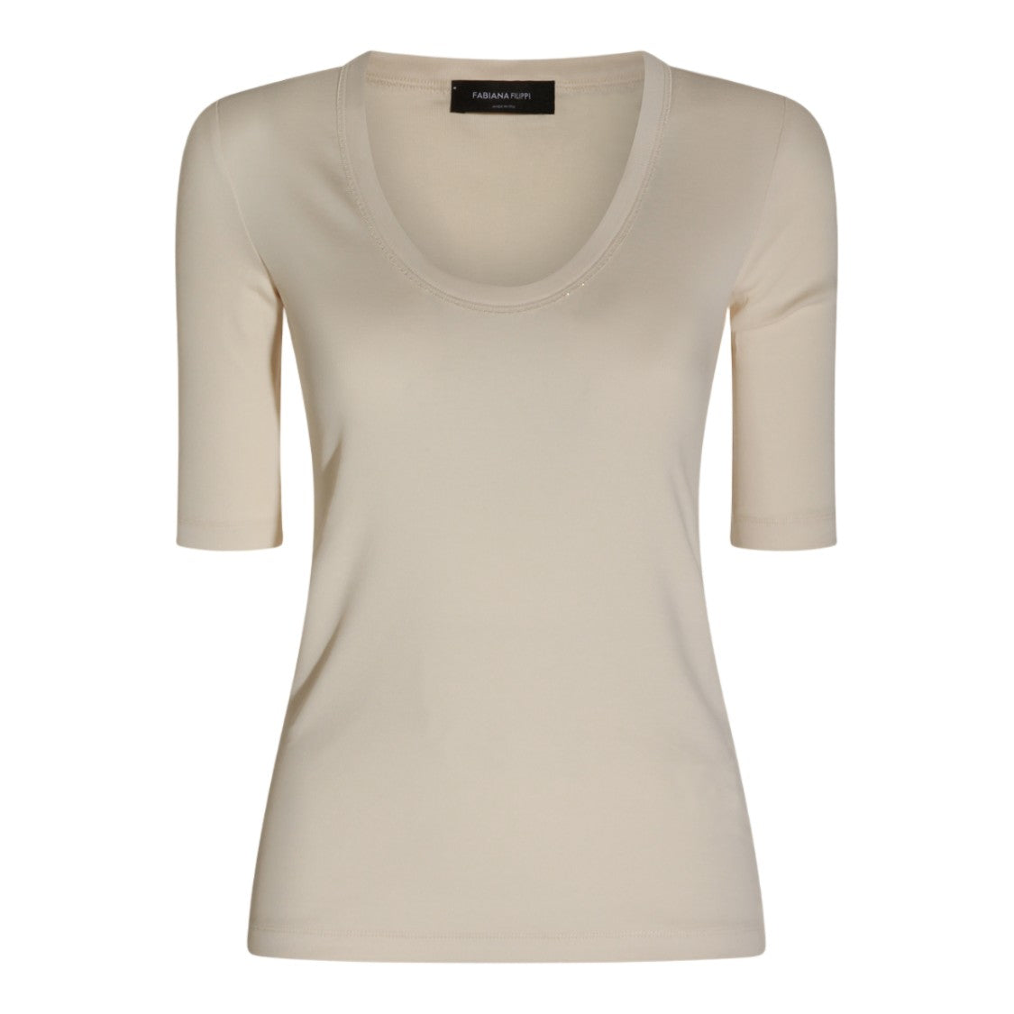 Fabiana Filippi Fitted Short-Sleeve Top With Scoop Neckline