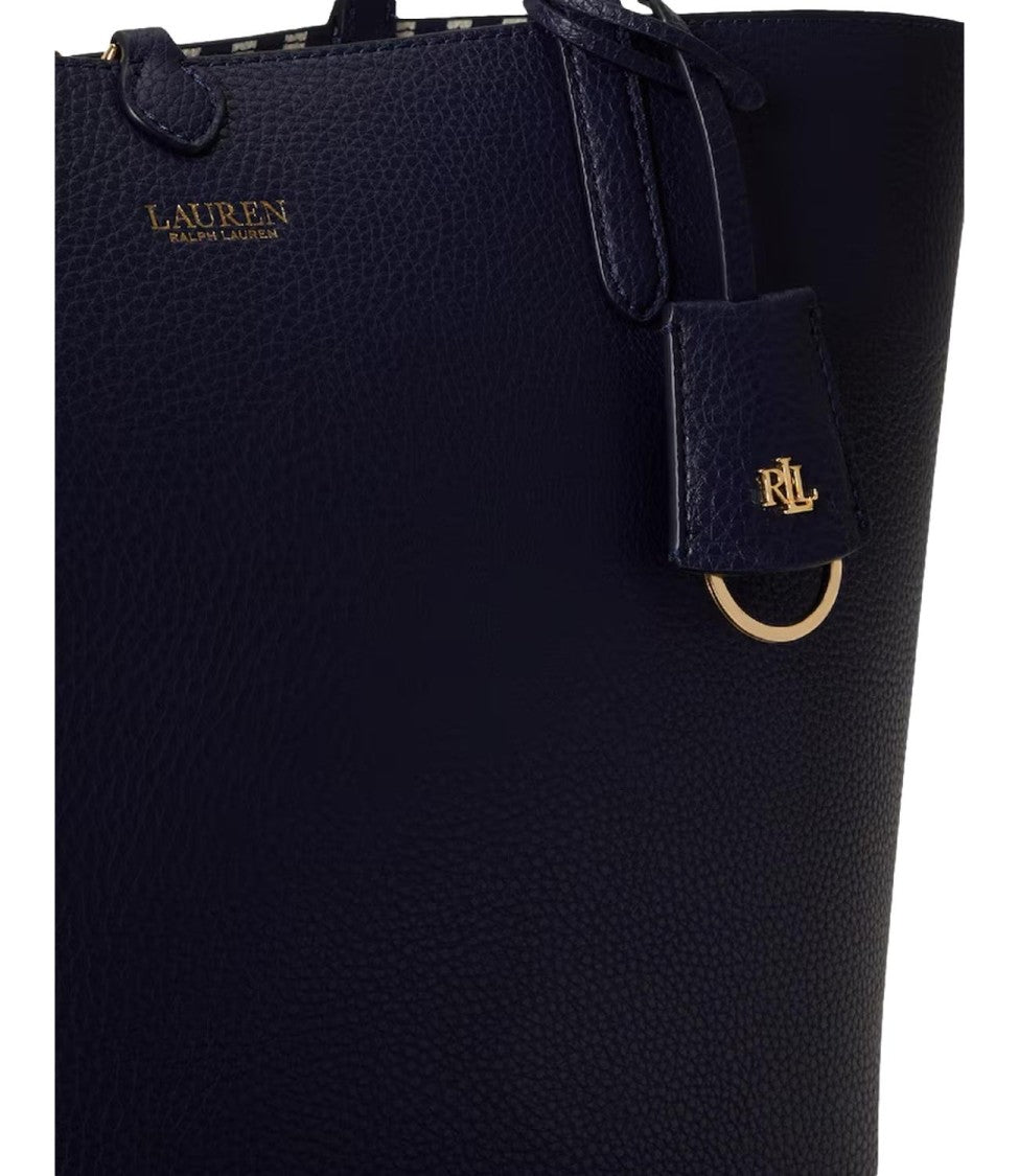Lauren Ralph Lauren Navy Blue Reversible Polyurethane Tote Bag