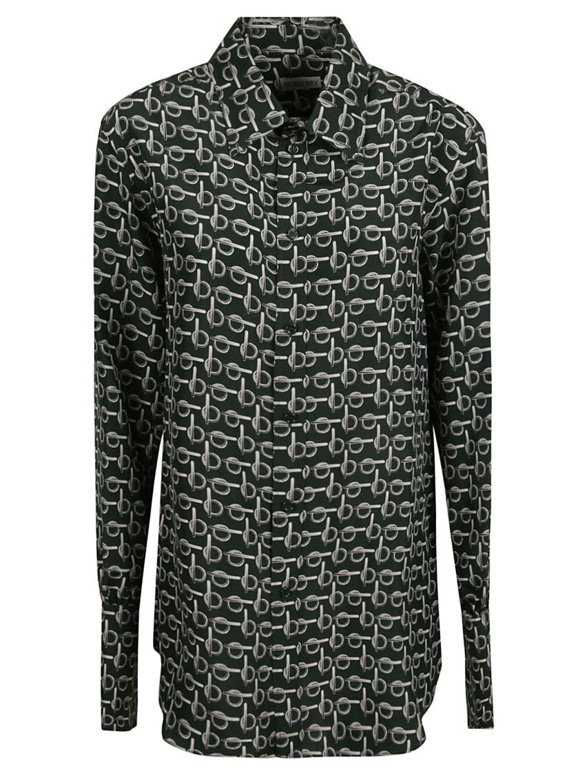 Burberry Repeating Pattern Mulberry Silk Shirt