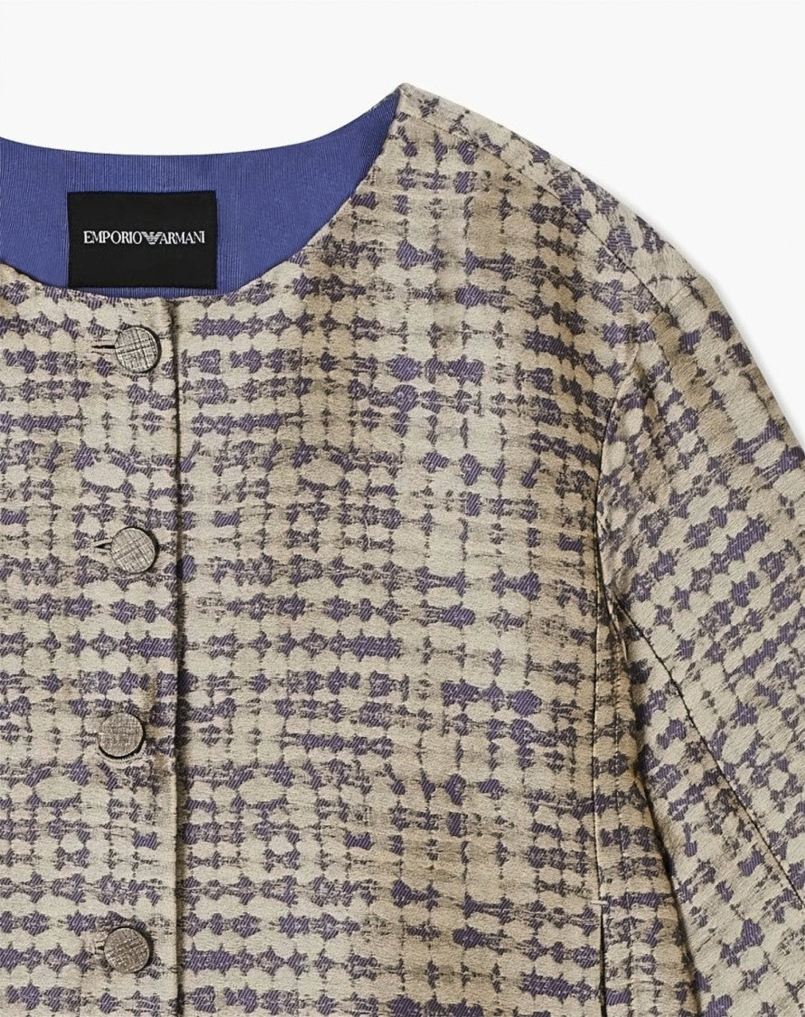 Emporio Armani Jacquard Geometric Pattern Boxy Fit Jacket