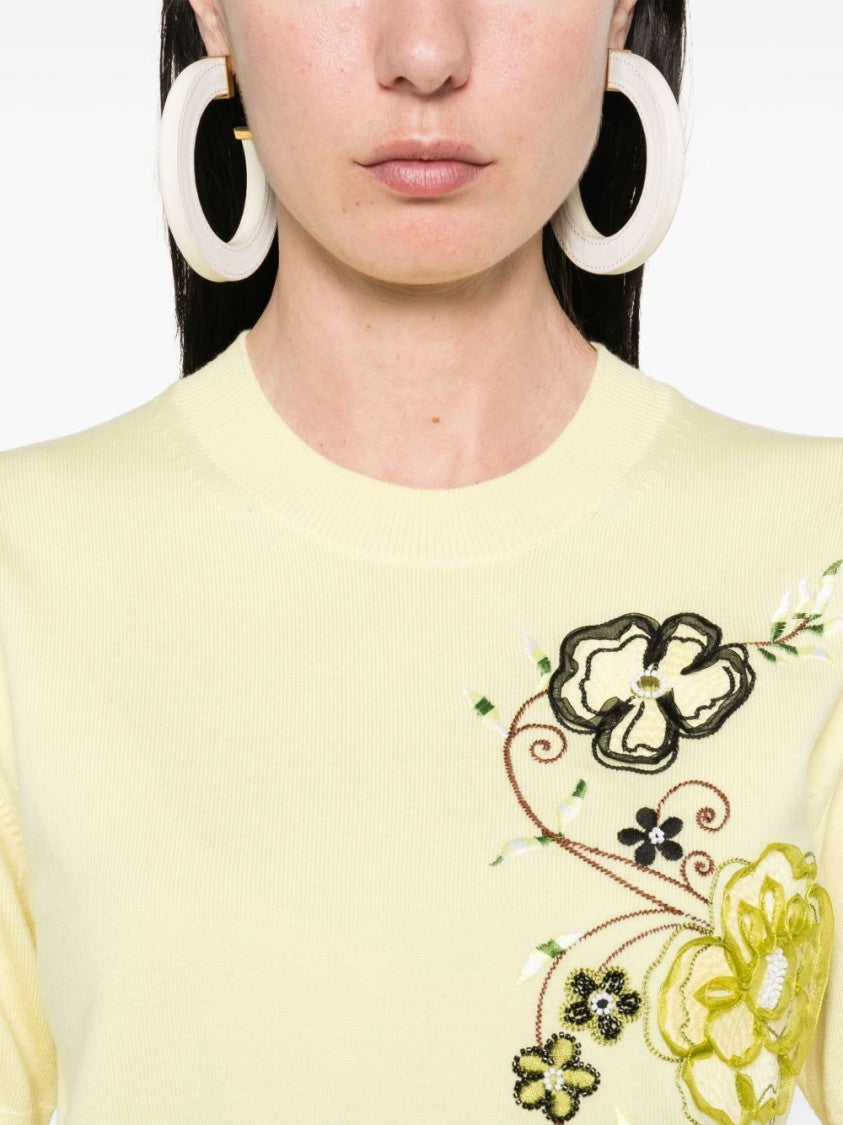 Kenzo Light Yellow Crew Neck Ribbed Top