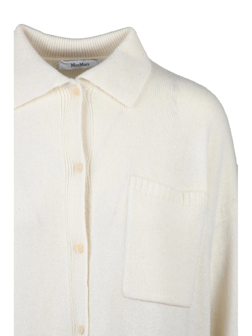 Max Mara White Cashmere Button-Down Cardigan