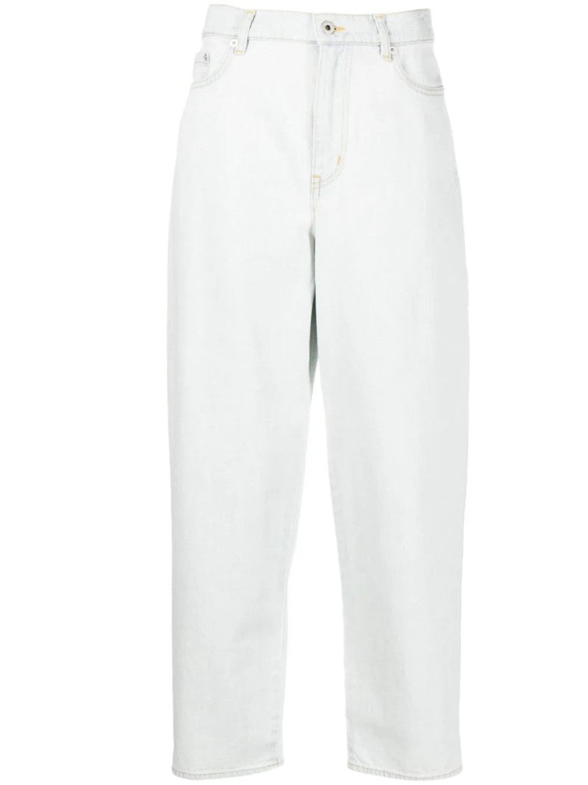 Kenzo Bleach Denim Straight Jeans With Tapered Leg