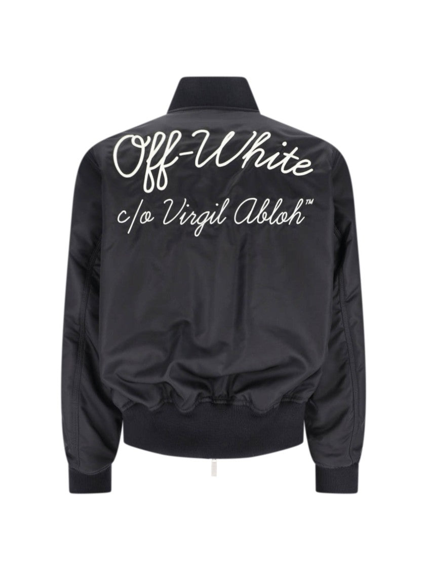 Off-White Black Jacket With Modern Silhouette And Zipper Closure