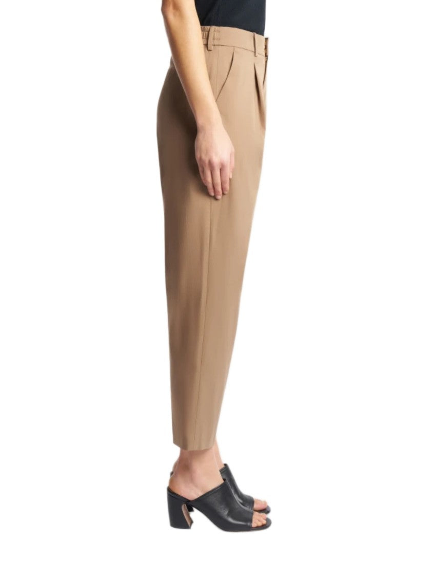 Pt0w High-Waisted Cropped Trousers With Pleated Front And Structured Silhouette
