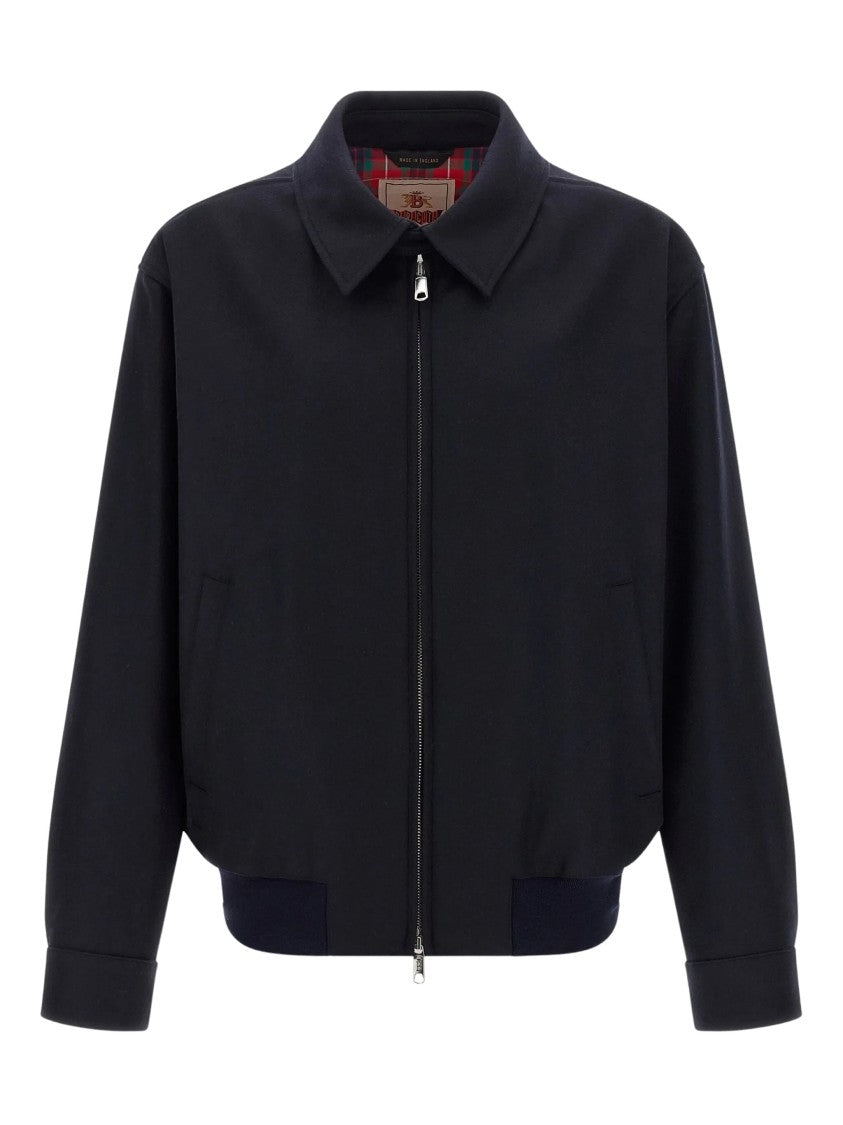 Baracuta Deep Navy Wool Blend Casual Jacket With Tartan Lining