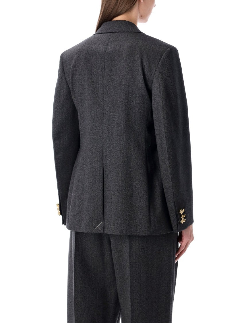 Bottega Veneta Grey Blazer With Gold Knot Buttons