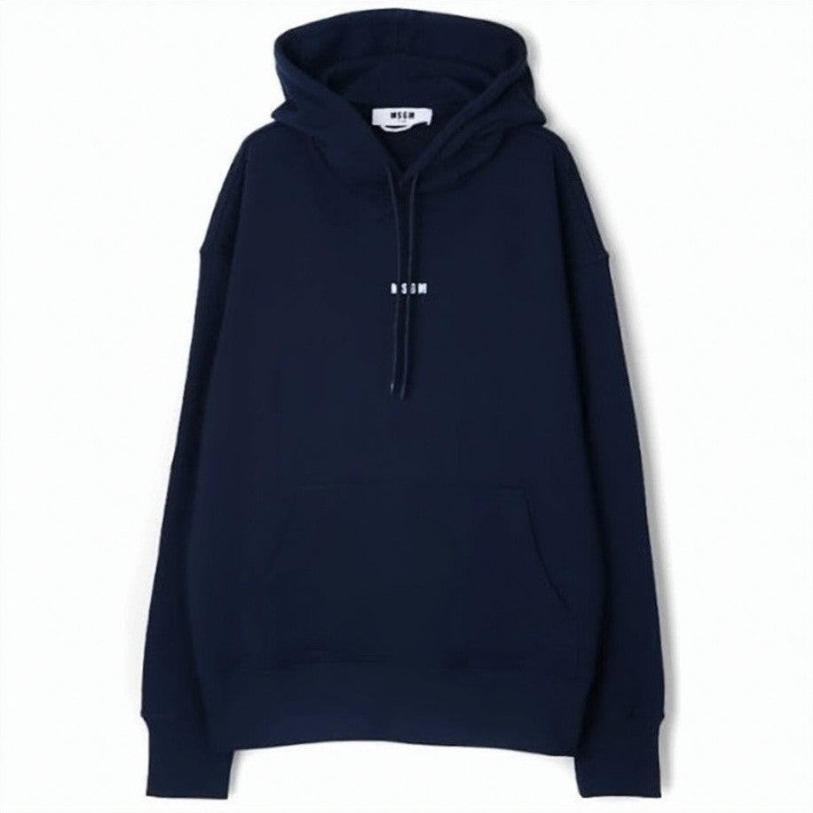 Msgm Deep Navy Hoodie With Adjustable Drawstring