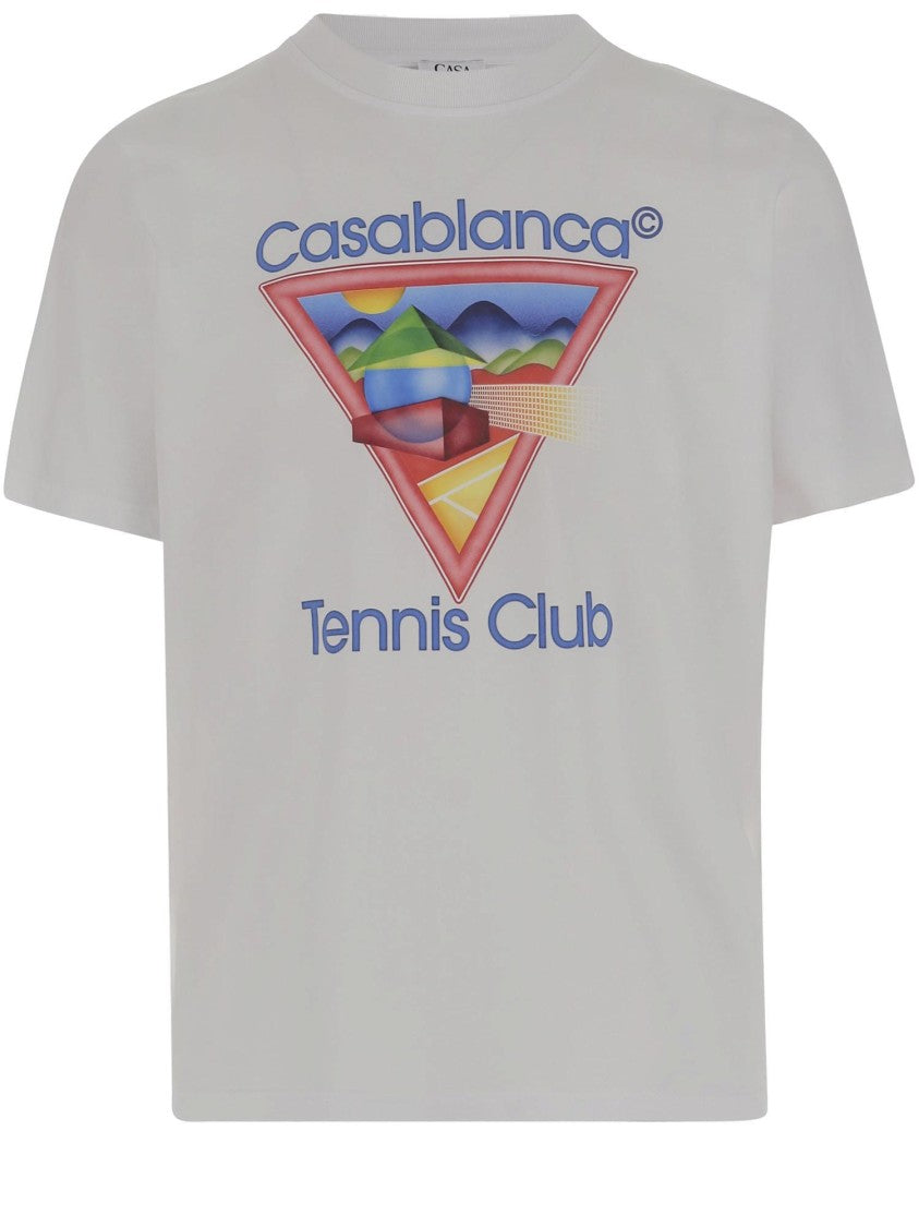 Casablanca Crew Neck Cotton T-Shirt With Logo