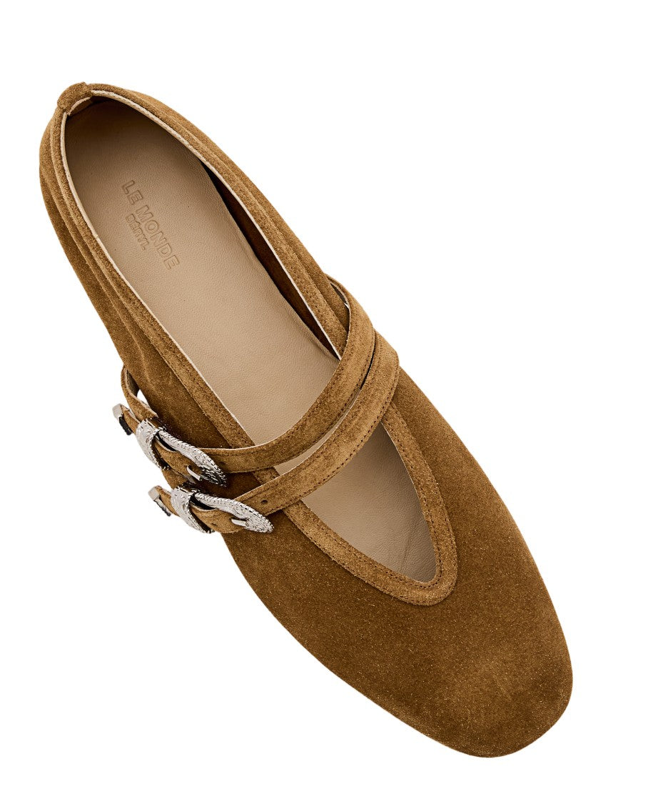 Le Monde Béryl Brown Suede Strappy Claudia Ballet Flats