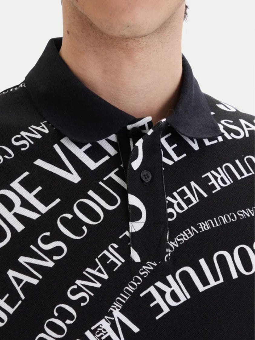 Versace Jeans Couture Black Dynamic Graphic Polo Shirt