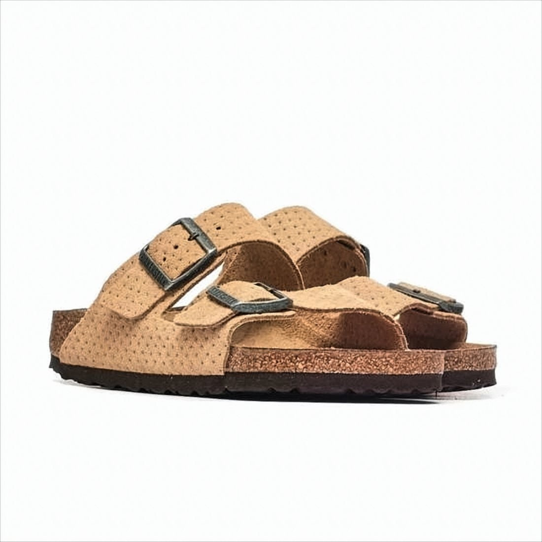 Birkenstock Dual-Strap Suede And Leather Sandal