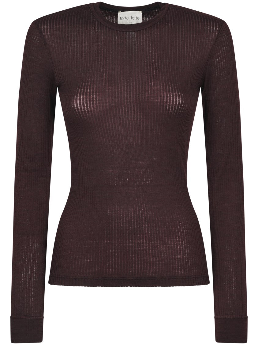 Forte Forte Ribbed Wool Jersey Roundneck T-Shirt