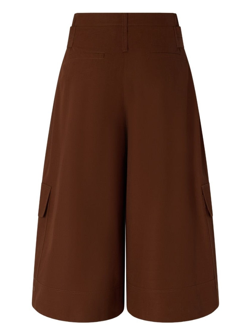 Pinko Brown Wide-Leg Buckle Detail Shorts