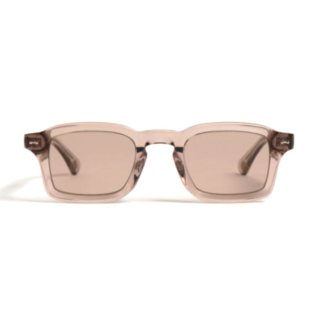 Peter And May Leon Translucent Brown Rectangular Sunglasses With Cohesive Design