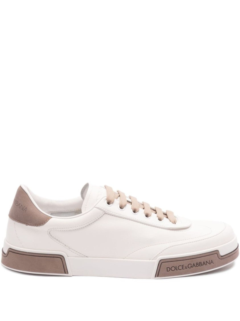 Dolce & Gabbana Light Beige Sneakers With Lace-Up Fastening