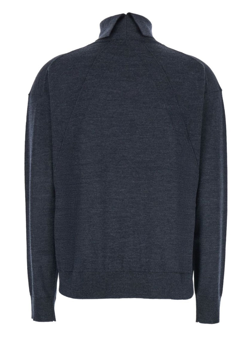 Semi Couture High-Neck Grey Virgin Wool Sweater