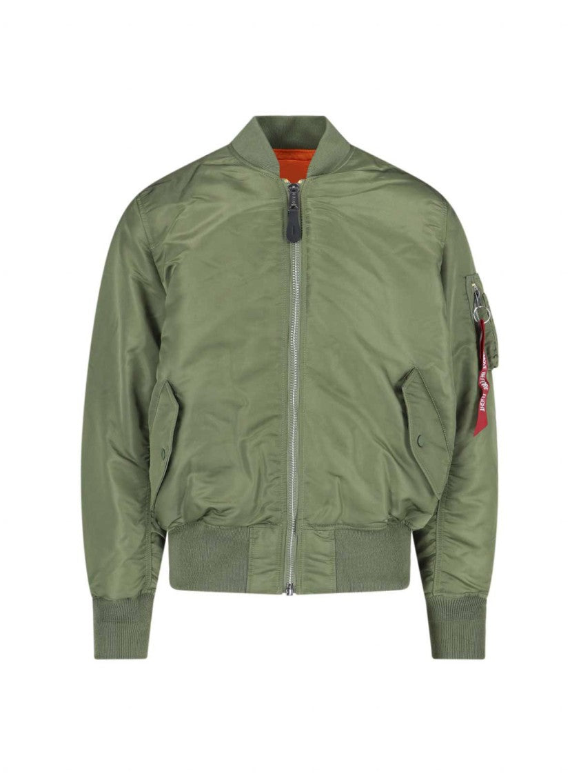 Alpha Industries Green Nylon Ma-1 Windproof Bomber Jacket