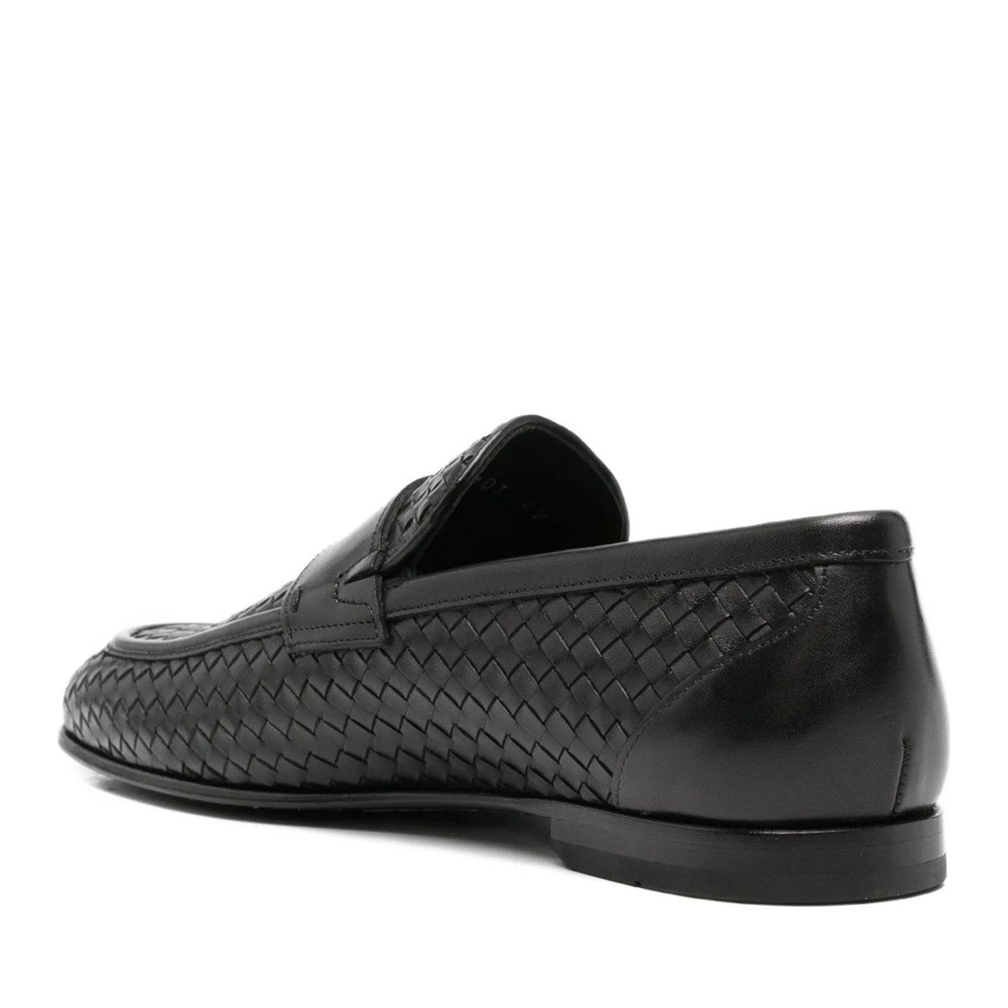 John Harrison Black Textured Leather Strap Loafers