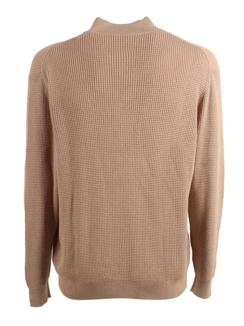 Ballantyne Textured Knit Cardigan With High Collar