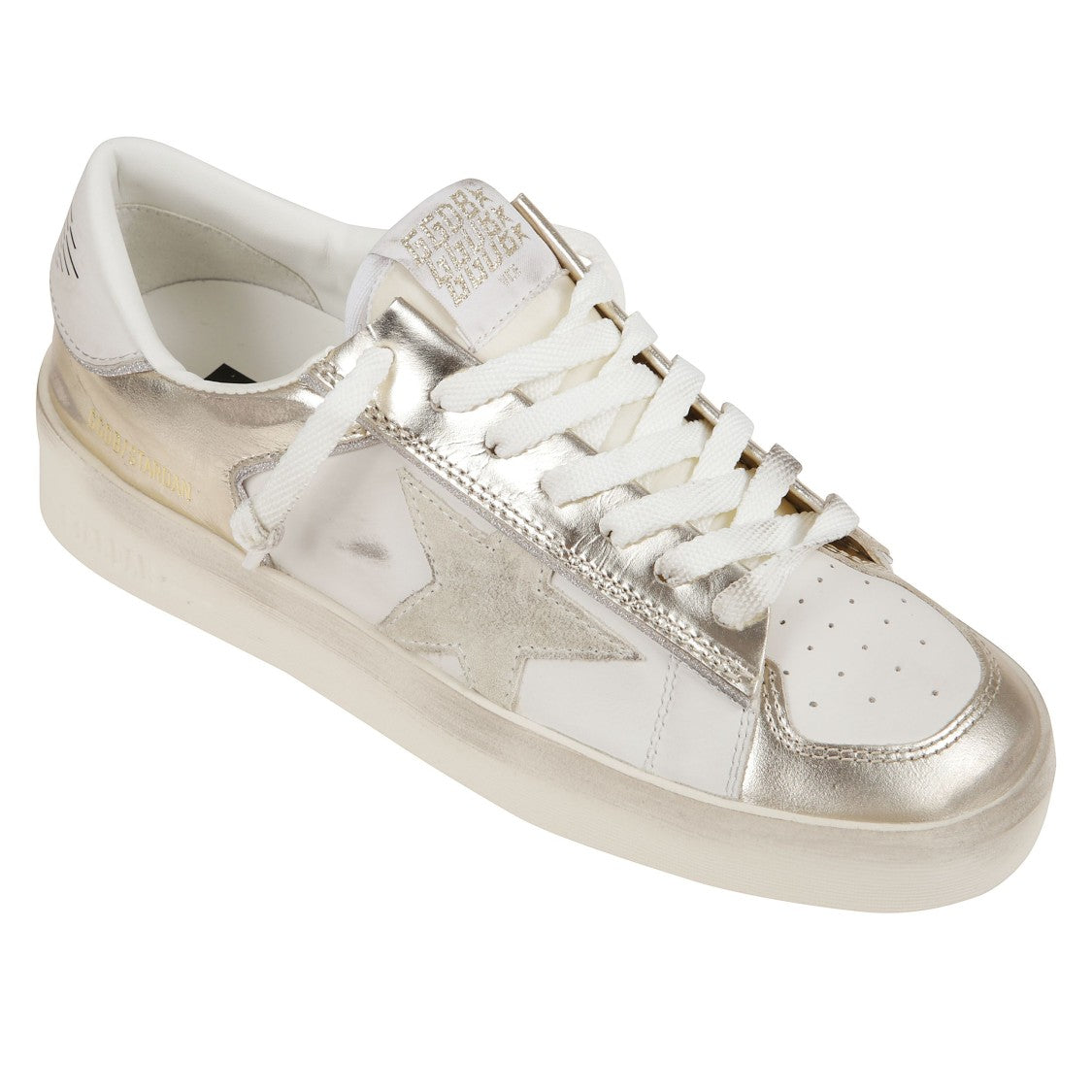 Golden Goose White Leather Sneakers With Platinum Heel
