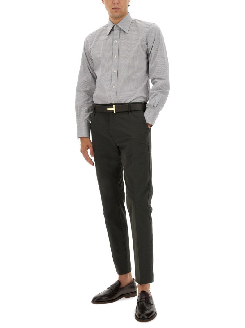 Tom Ford Slim Fit Grey Shirt With Striped Pattern