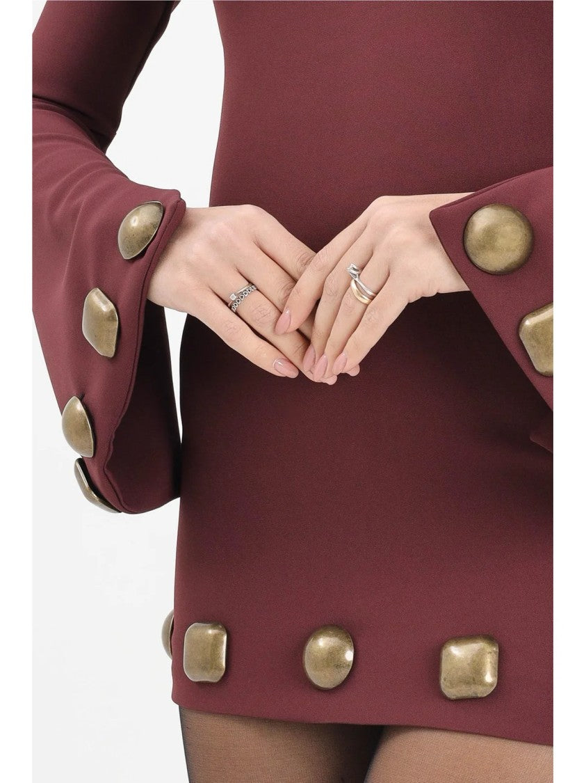 Noell Maggini Short Dress With Bold Back Cut-Out And Metallic Embellishments