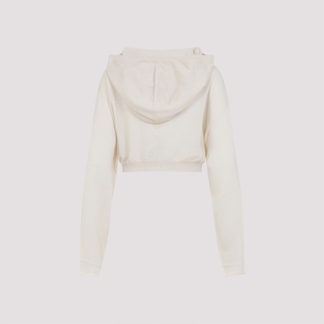 Rick Owens Cropped Hoodie With Relaxed Fit And Ribbed Hem