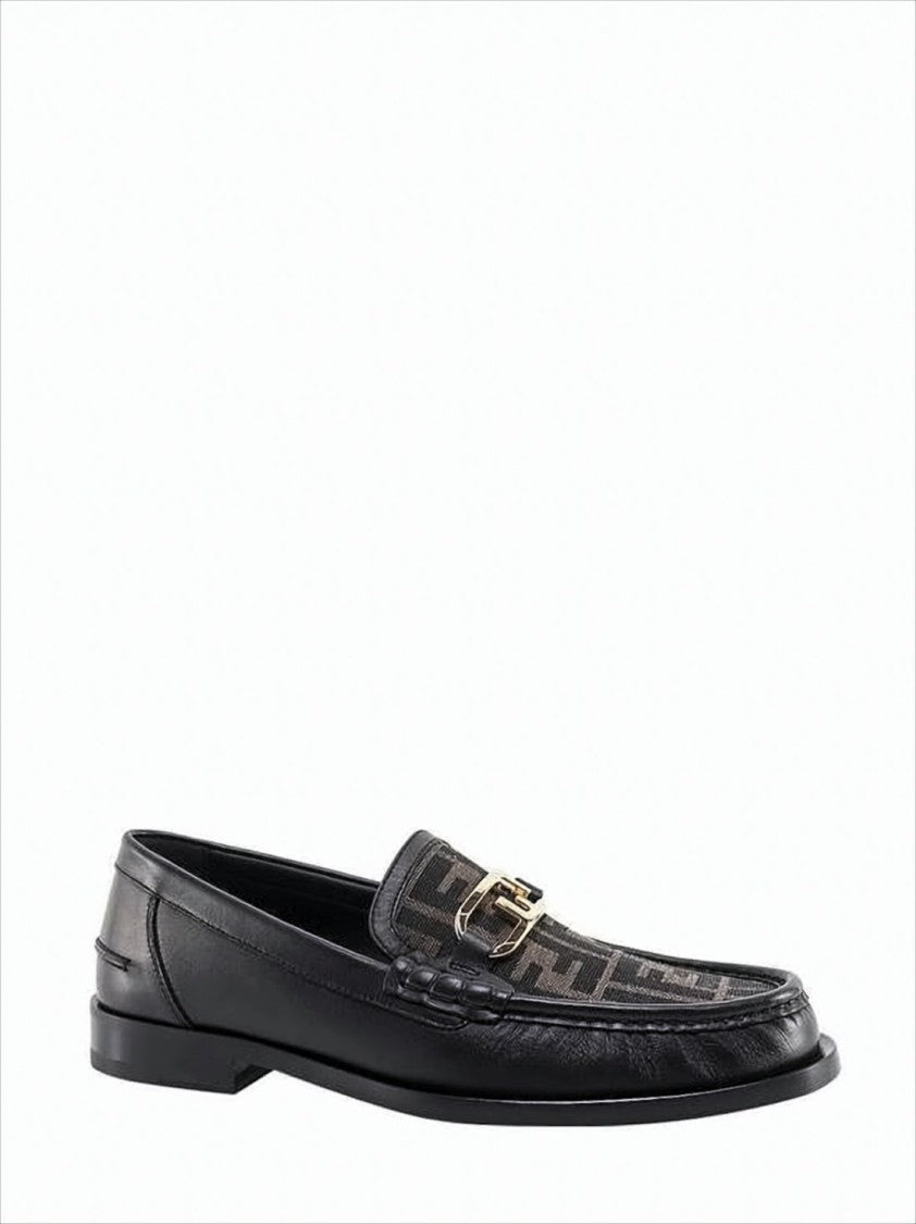 Fendi Geometric Pattern Loafer With Gold-Tone Detail