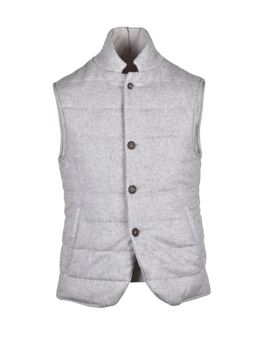 Eleventy Grey Silk Cashmere Flannel Vest