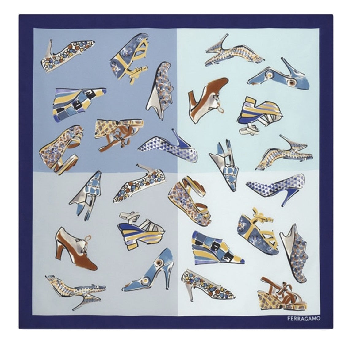 Salvatore Ferragamo Square Silk Scarf With Genio Print Pattern