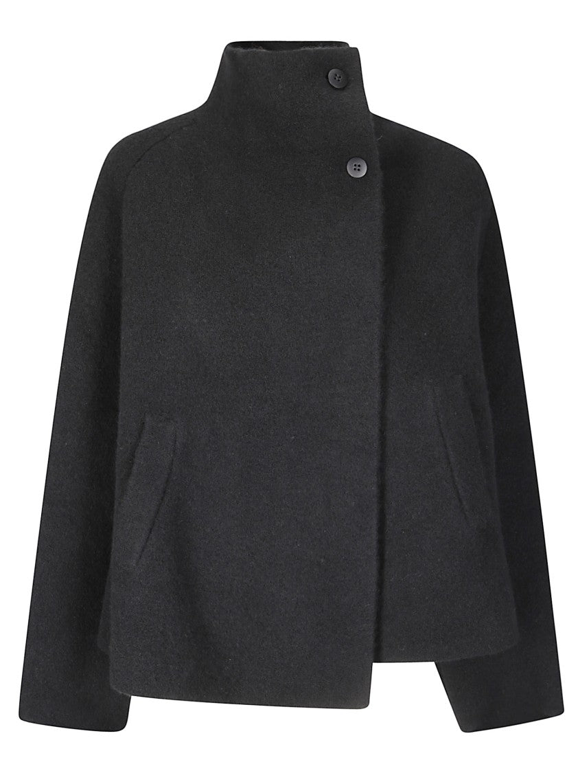 Boboutic Soft Fabric Double-Breasted Jacket With High Collar