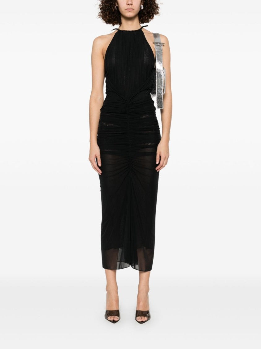 Mugler Halterneck Black Midi Dress