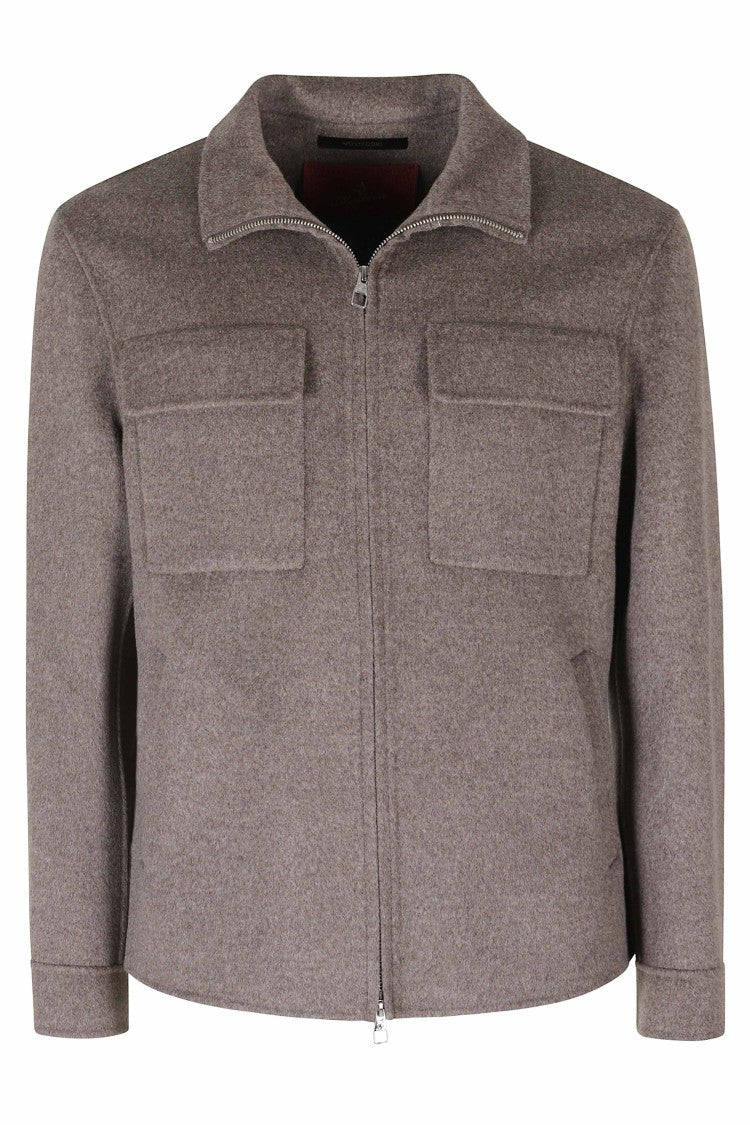 Montecore Taupe Short Flap Pockets Boiled Wool Jacket