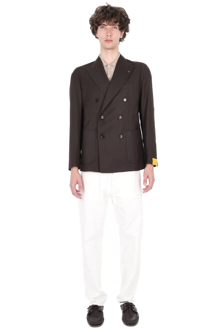 Tagliatore Montecarlo Herringbone Virgin Wool Double-Breasted Blazer