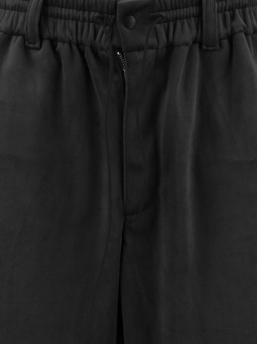 Y-3 Black Embroidered Logo Stretch Velvet Pants
