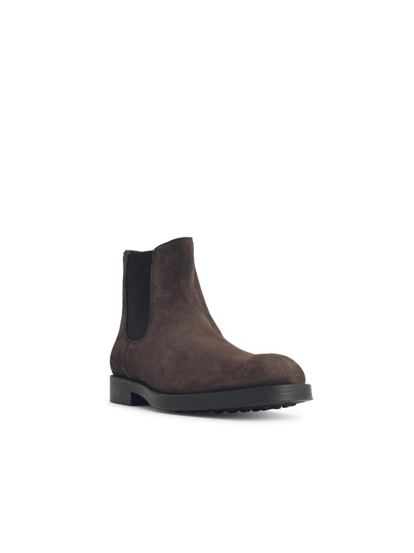 Tod's 'Chelsea' Brown Suede Leather Ankle Boots
