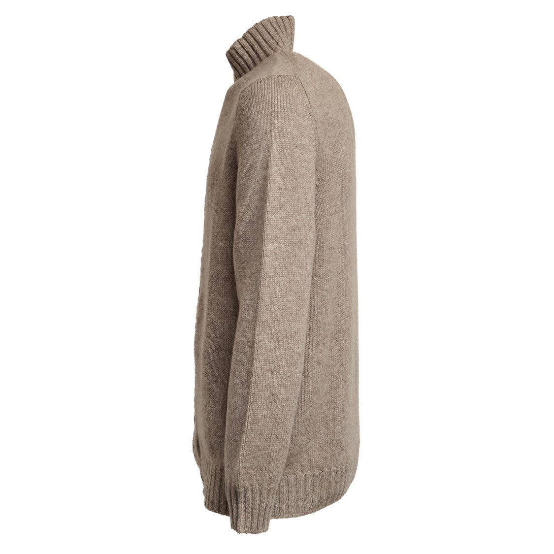 Fedeli Beige Cashmere Ribbed Detail Cardigan