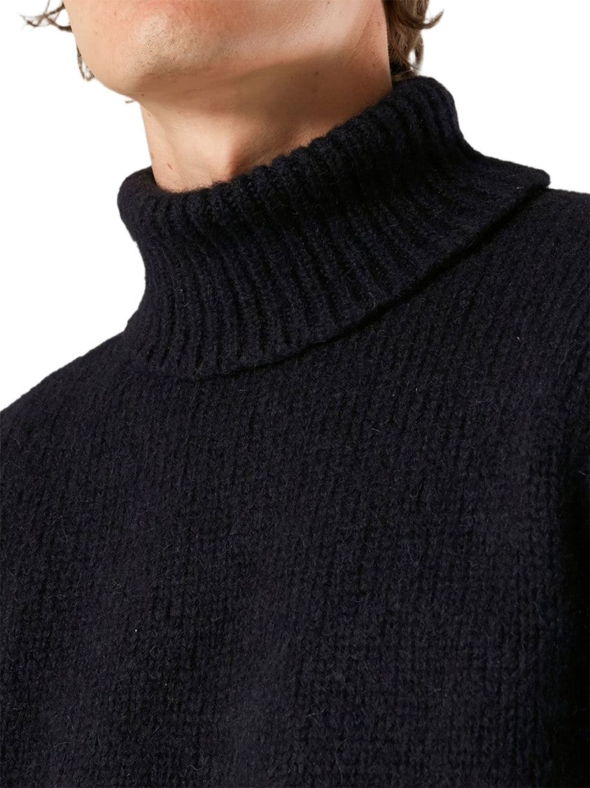 Doppiaa Blue Amintore Ribbed Knit Turtleneck