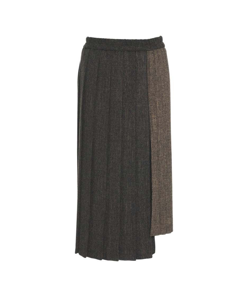Kaos Asymmetrical Midi Skirt With Modern Pleats