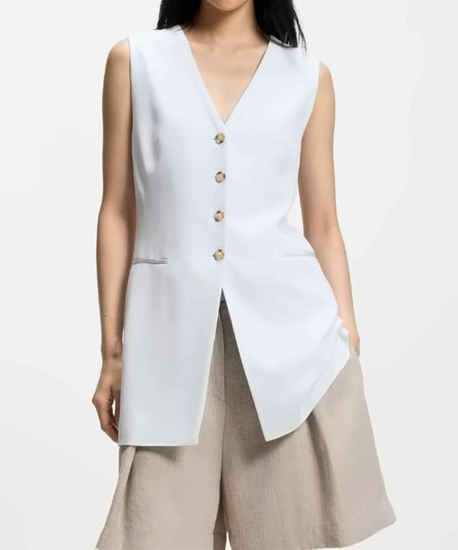 Boss Julinial Viscose Crepe Viscose Tailored Vest