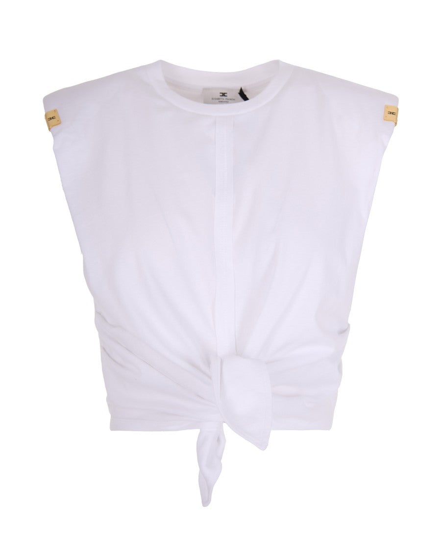 Elisabetta Franchi White Jersey T-Shirt With Knot
