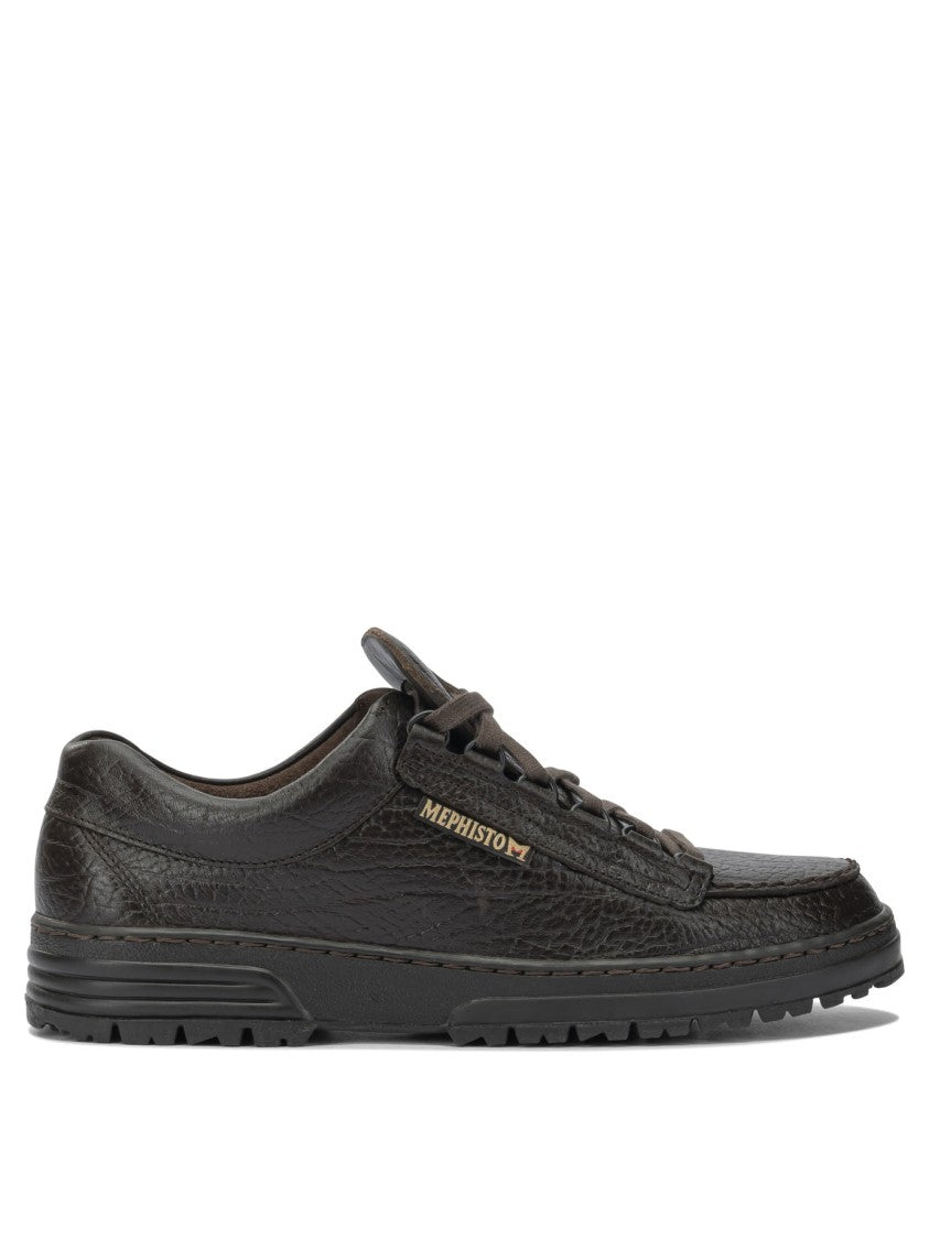 Mephisto Textured Black Leather Sneakers