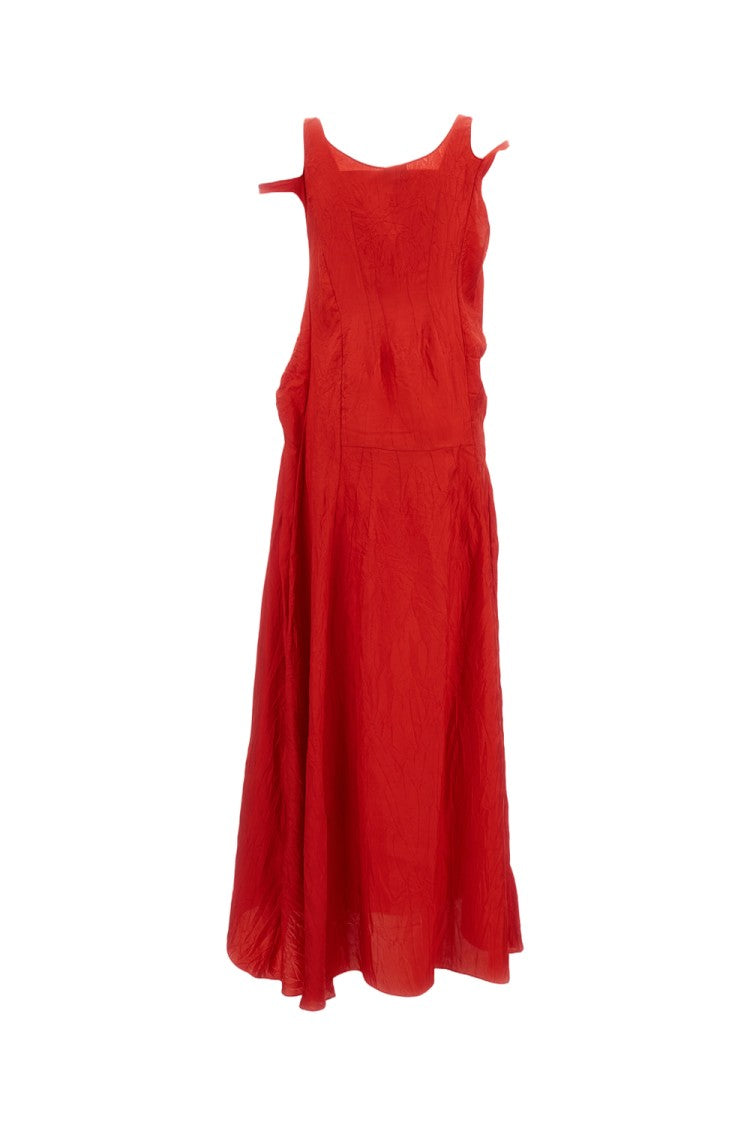 Plan C Asymmetrical Maxi Dress In Vibrant Fire Red
